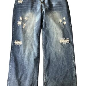 Distressed Blue Jeans